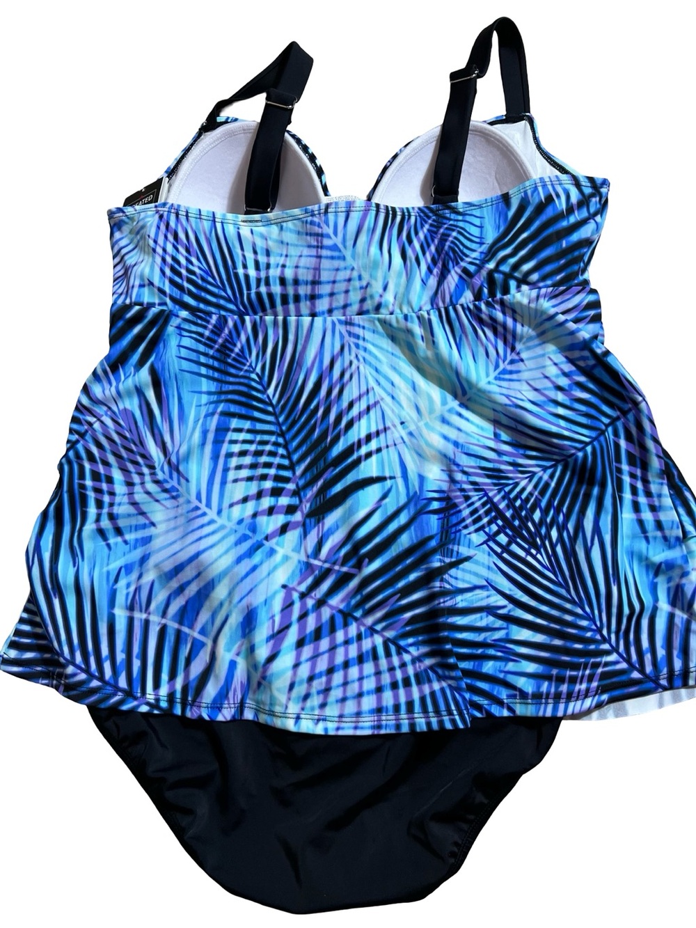 Swim Solutions women’s triple tier fauxkini one-piece swimsuit blue size 16 - Picture 3 of 12